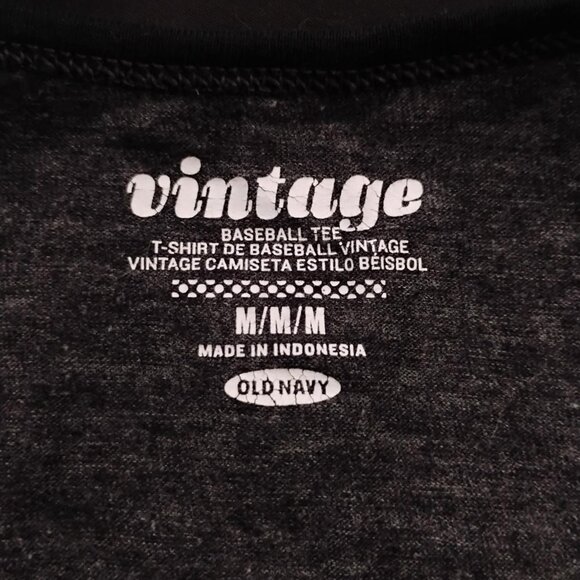 Vintage Old Navy Baseball Tee size Medium Dark Grey RAGLAN Black 3/4 sleeve - Picture 6 of 6